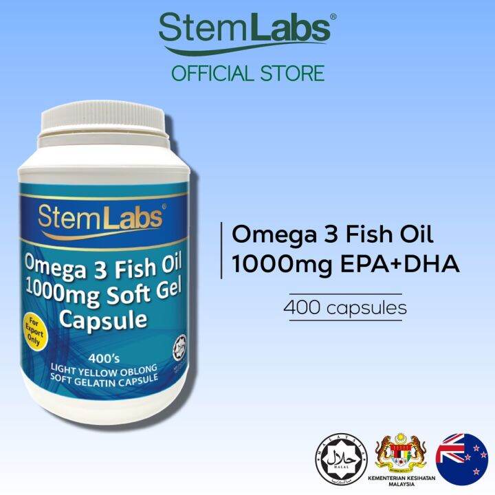 JAKIM HALAL StemLabs Omega 3 Fish Oil (1000mg x 400 Capsules) Lazada