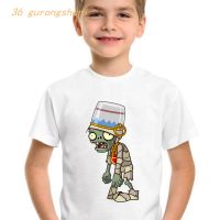 Plants Vs Zombies Peashooter Sunflower Kids T Shirt for Boys T Shirts Kawaii Girl SCREEN DOOR T-shirts BUCKET ZOMBIE Children Clothing Tops for Girls Clothes