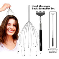 mandarins-Back Scratcher and Scalp Head Massager Set Retractable Back Scratcher Manual Hand Held Head Massager