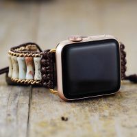 ✚▧☎ Spiritual Man Woman Imperial Stone Aple Smartwatch Strap 38mm/45mm Healing Beaded Bamboo Wristband Bracelet Iwatch Accessories