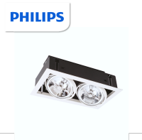 (พิเศษ สตอคสุดท้าย- ไม่มีหลอด) PHILIPS โคมไฟฝังฝ้าสี่เหลี่ยม QBX500 C 2xHAL-R111-50W 220Vac