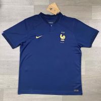 ▦卐 [Ready Stock] 2022 New Men France Home Football Jersey Top Dark Blue Short Sleeve Soccer Jersey Shirt Size S-2XL Men France Football Jersey