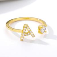 ☋✕❀ Vnox A-Z แหวนเพทาย รูปตัวอักษร ประดับคริสตัล สีทอง ปรับได้ สําหรับผู้หญิง