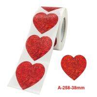 500 Pcs/Roll Love Heart Round Shaped Sticker Scrapbooking Package Gift Packaging Seal Labels Birthday Party Supply Stationery Stickers Labels