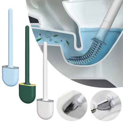【CW】Silicone Toilet Brush and Holder Set Cleaner for Bathroom Leak Proof Base Flexible Bristles Brush with Quick Drying Holder Set