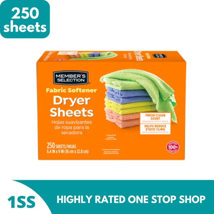 Member's Selection Fabric Softener Dryer Sheets 250 Sheets Lazada PH