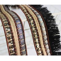 [HOT!] 1yard Coffee Trim Golden Embroidered Webbing Indian Lace Sewing Ribbons Clothing Decorative Lace Trim