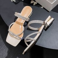 crystal narrow band gladiator sandals women two ways wear low heel sandalias mujer35-43 glitter rhinestone summer schoenen dames