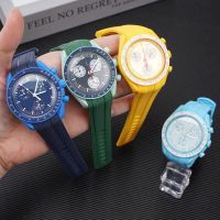 ☍₪▬ Soft Silica Gel Watchbands สำหรับ OMEGA Swatch Co Branded Planet Series Seamaster 300 20 มม.อุปกรณ์เสริมสายคล้องข้อมือกันน้ำ