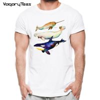 Fashion Hand Painted Print Mens T-Shirts Original Whale Design T-Shirts Men High Quality Casual Short Sleeve Hipster Tops Tshirt