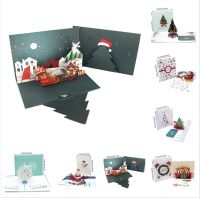 1/2/5PCS 3D Christmas Tree Snowman Santa Claus Pop UP Cards Gift Greeting Invitation Card Thank You Card Postcards with Envelop