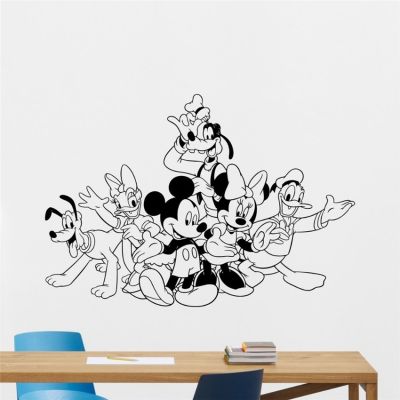 disney Wall Sticker Mickey Minnie Mouse Donald Duck Goofy Vinyl Wall Decal Boy Cartoons Sticker Baby Girl Kids Room Cute