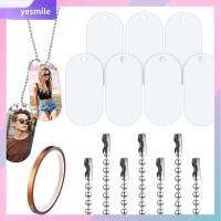 YESMILE 7 PCS สีขาวขาว ป้ายสุนัขเปล่า การระเหิดของ ว่างเปล่าไม่มี ป้ายติดสัตว์เลี้ยง งานฝีมือดีไอวาย วงรีทรงรี จี้แท็กปั๊ม ตกแต่งด้วยการตกแต่ง