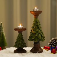 Realistic Shape Xmas Tree Table Candle Holder Christmas Ornament Candlestick Desktop Living Room Christmas Decor Crafts