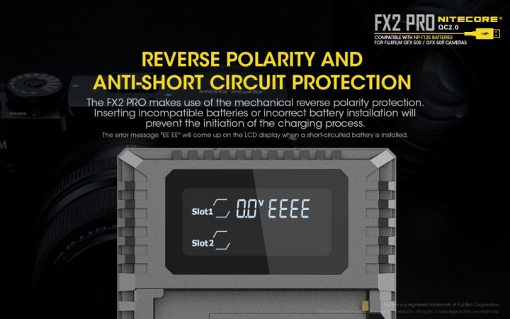 nitecore-fx2-pro-แท่นชาร์จ-for-fujifilm-np-t125-gfx-50s-gfx-50r