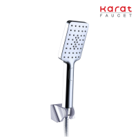 Karat Faucet ฝักบัวสายอ่อนปรับน้ำ 3 ระดับ ที่ด้าม ขนาด 8x26x2.4 ซม.พร้อมสายสแตนเลส 304 ขอแขวนปรับระดับได้ รุ่น KS-37-233-50