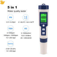 Leficus【Ready stock】5 In 1 Digital Water Quality Monitor Tester Tds/ec/ph/salinity/ เครื่องวัดอุณหภูมิสำหรับสระว่ายน้ำน้ำดื่ม Aquarium