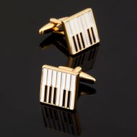 【Thriving】 Gift Pop จัดส่งฟรี Pianoforte Cufflinks เปียโนคีย์บอร์ด Cuff Link เสื้อ Cufflinks ผู้หญิงทองแดงวัสดุ Cufflinks