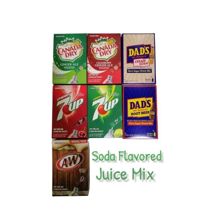 Assorted Soda Flavored Sugar Free Low Calorie Powered Juice Mixes (6