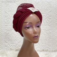 ✁ 2022 African Turbans Gele Cap Aso Oke Muslim Turban for Women Hijab Caps Turban Head Wrap Aso Ebi Headtie Nigerian Turban Hat