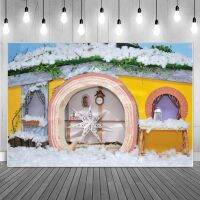 Gnome Hut Decor photography backgrounds เทพนิยายไฟดาวหิมะประตูทรงกลม dwarf Cabin backdrop photographic Port. ทรัพย์สิน