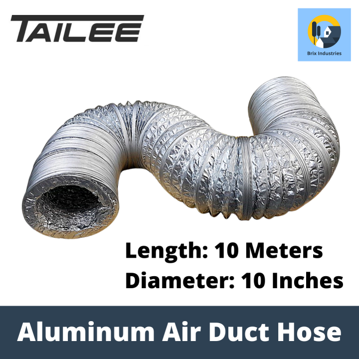 Tailee Aluminum Air Duct Hose 10 inch x 10 meters length Fully Flexible