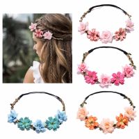 【cw】 Bride Hairband  Rope Wedding Floral Headband Garland Wreath Elastic Hair Accessories Headpiece