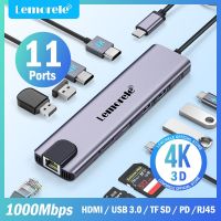 Lemorele TC65 11 In 1 USB C ฮับ4K HDMI ชนิด C พอร์ตอะแดปเตอร์แท่นวางมือถือ100W PD RJ45 Sd/ ช่องทีเอฟการถ่ายโอนข้อมูลที่รวดเร็วสำหรับ Mac