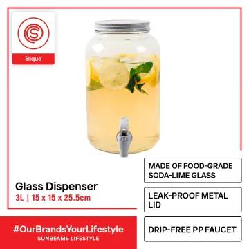 3L Transparent Glass Juice Jar with Faucet Sealed Bubble Wine Jar