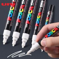 POSCA White Marker Pen PC-1M 3M 5M Acrylic Waterproof permanent marker graffiti Paint Pen for Rock Wood Leather posca rotulador Highlighters Markers