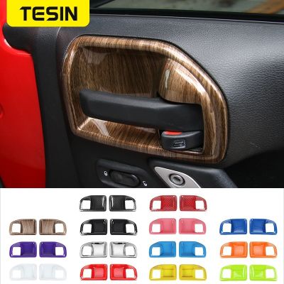 ❆ TESIN 2 Door Interior Door Handle Bowl Decoration Cover Trims Sticker for Jeep Wrangler JK 2011-2017 ABS Car Accessories Styling