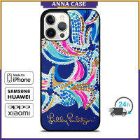 Lilly Pulitzer Ocean Jewels Phone Case for iPhone 14 Pro Max / iPhone 13 Pro Max / iPhone 12 Pro Max / XS Max / Samsung Galaxy Note 10 Plus / S22 Ultra / S21 Plus Anti-fall Protective Case Cover