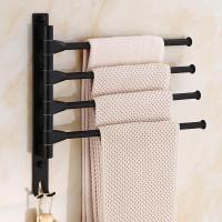 European black space aluminum bathroom towel rack rotating rod towel rack ho towel rack 3 bar movable pole wall mounted