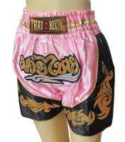 Best Variety แฟชั่นชุดนักมวยไทย ชุดสวย แบบสองสี Thai Cool Thai Boxing 2 Tone Boxer For Unisex Fit For Waist 24-28 Inches Size M ชมพูดำ