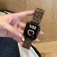 Trend Leopard print Band For iwatch 38 42 41mm For Apple Watch Strap Series 8 Ultra SE 7 6 5 40 44 45mm Stainless Steel Bracelet Straps