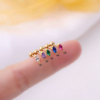 1PC สี Zircon Mini Stud ต่างหูสำหรับผู้หญิงแนวโน้มแฟชั่นเครื่องประดับ Safe Ear Cuffs สแตนเลสเจาะ Stud Earrings