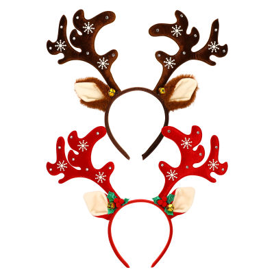 ETEREAUTY Aboofan 2PCS Christmas Antler Headbands Holiday Hide Hair Accessories REENDEER EARS Headbands Party Heyddress