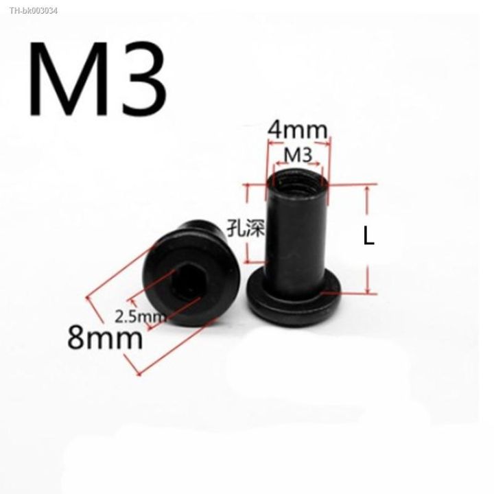 10pcs-m3-m4-m5-m6-black-zin-plated-large-flat-hex-hexagon-socket-head-rivet-connector-insert-joint-sleeve-cap-butt-nut