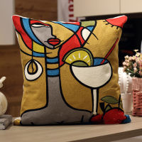 Abstract Pillow Covers Decorative Embroidery New Year 2022 Art Pillows Decor Home Pillowcases Cushion 45*45 Luxury Cover Case