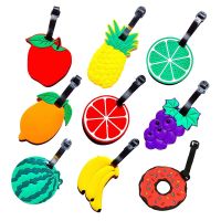 Travel Luggage Tag PVC Silicone Cartoon Cute Fruit Food Style Suitcase Tags Name Address Holder Baggage Boarding Tags Label Gift
