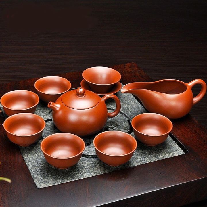 กาน้ำชาทรายสีม่วงแท้ชุดชาทรายสีม่วงทรายสีม่วง-yixing-หม้อ-xishi-ชุดแร่ดิบกาน้ำชาและถ้วยแบบทำด้วยมือ