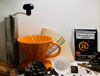 แก้วดริปเซรามิค สีส้ม+เครื่องบดกาแฟมือหมุน+กระดาษกรอง+ช้อนตวงกาแฟ+เมล็ดกาแฟคั่วอ่อน 200 g.