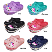 รองเท้าผู้หญิง CLOG ?? ลาย ยูนิคอร์น สีพาสเทลโทนเกาหลี unicorn รุ่น 5802-1 size 36-41