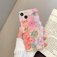 เคสโทรศัพท์ iPhone 15 Plus IPhone15 Pro Max iPhone 14 13 12 11 Pro ใหม่ดีไซน์ดอกไม้2023 Blossoms พร้อมซิลิโคนสายคล้องมือปลอกอ่อน iPhone 15 Pro Max กรอบโทรศัพท์