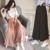 COD DSFERTGERRYYY Chiffon Skirt Fairy Mid-Length All-Match High Waist Large Hem Slimmer Look Dance a-Line