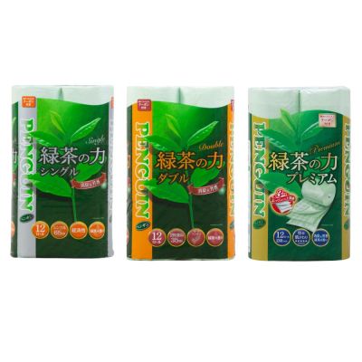 PENGUIN กระดาษชำระ ญี่ปุ่น แกนกลิ่นชาเขียว กระดาษทิชชู่ ละลายน้ำได้ ทิ้งลงชักโครกได้เลยไม่ตัน  12ม้วน　トイレットペーパー
