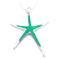 Hot sell Green / Blue Fire Opal Starfish Swirl Flip Flop Sea Turtle Pendant Necklace for Women