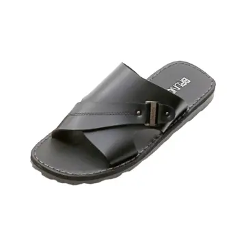 Mens black clearance leather slides