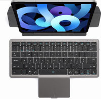 ZenRich Wireless Bluetooth Keyboard, Portable Keyboard with Hidden Touchpad(Sync Up to 3 Devices), Travel Keyboard with PU Tablet Stand for iPad MacBook Windows Android Mac Laptop, Black