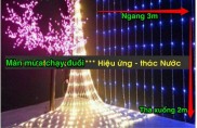 bộ dây đèn led trang trí rèm mưa đèn thác nước dài 3m, rủ xuống 3m